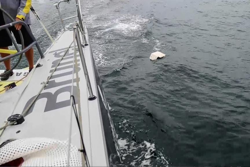 January 22, 2015. Day19 of Leg 3 to Sanya, onboard Team Brunel. A screenshot from the Video feed on rubbish in the sea